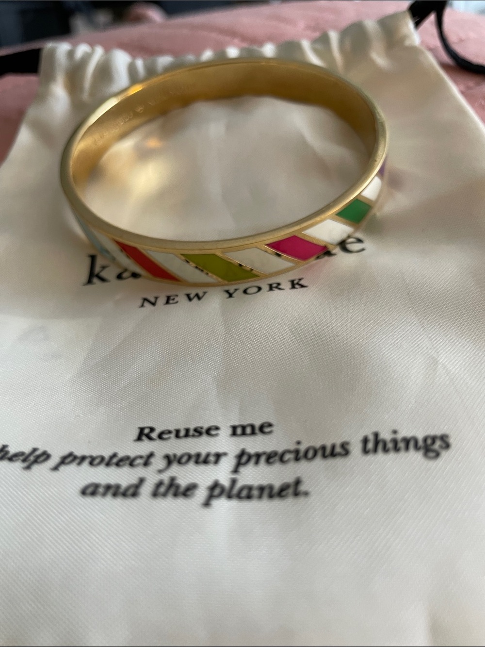 kate spade Gold-Tone Multicolor Enamel Chevron Bangle  Worn 2-3 Times No Callout